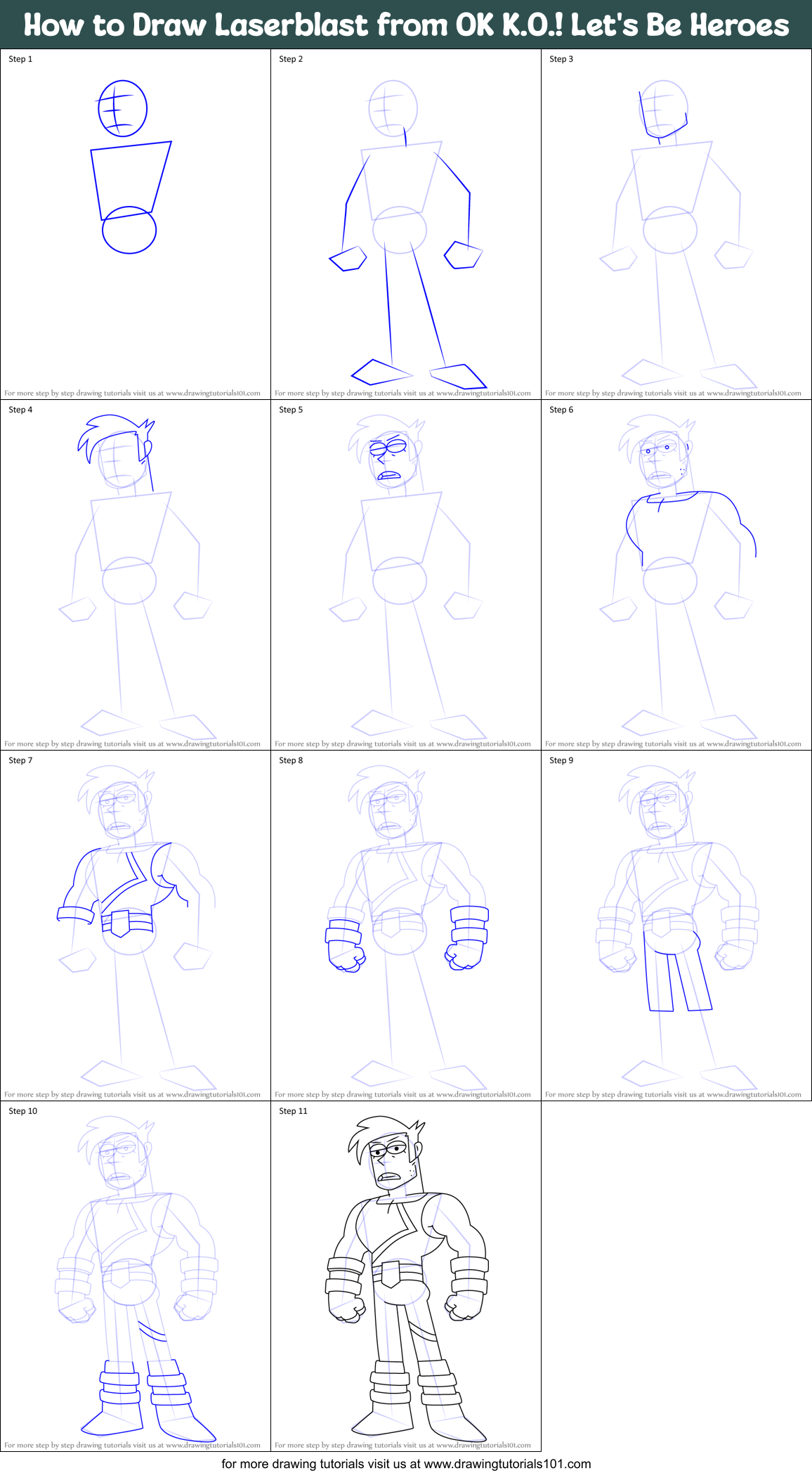 How to Draw Laserblast from OK K.O.! Let's Be Heroes Printable Step by Step
