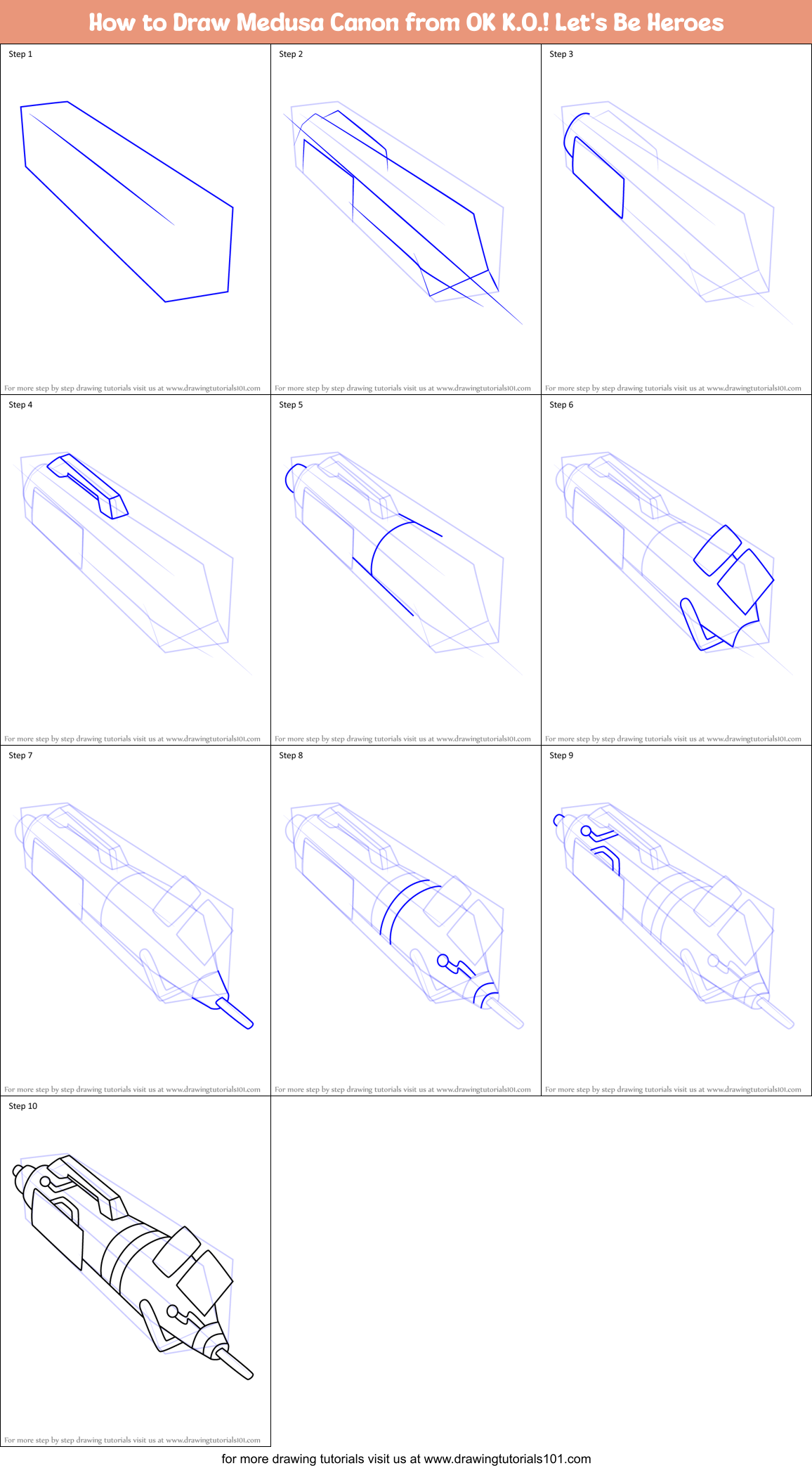 How to Draw Medusa Canon from OK K.O.! Let's Be Heroes Printable Step by Step