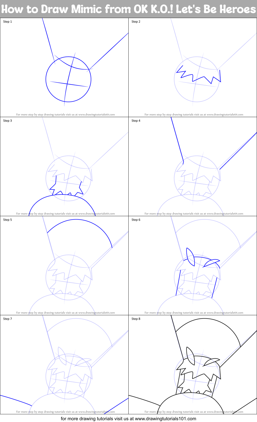 How to Draw Mimic from OK K.O.! Let's Be Heroes Printable Step by Step
