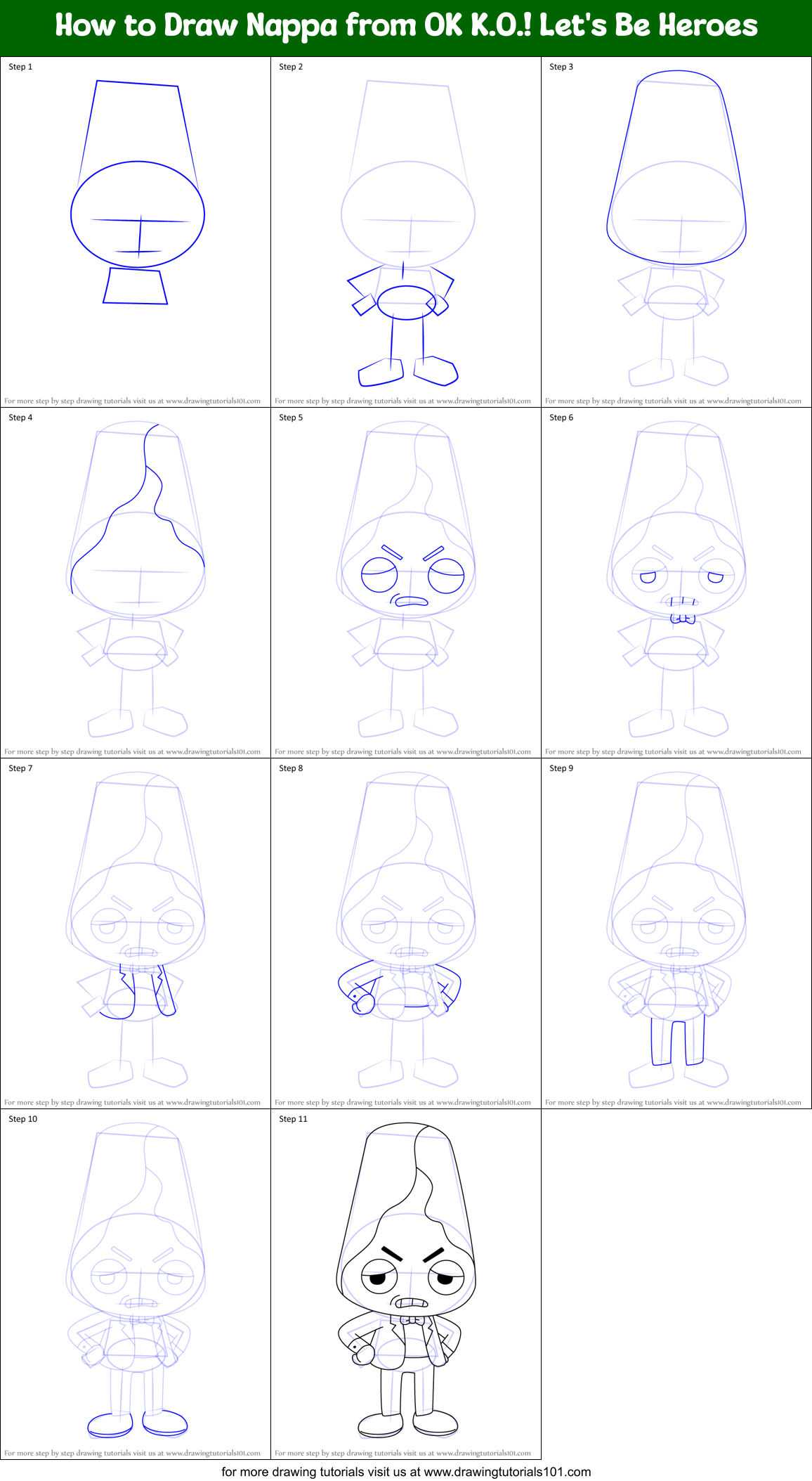 How to Draw Nappa from OK K.O.! Let's Be Heroes Printable Step by Step