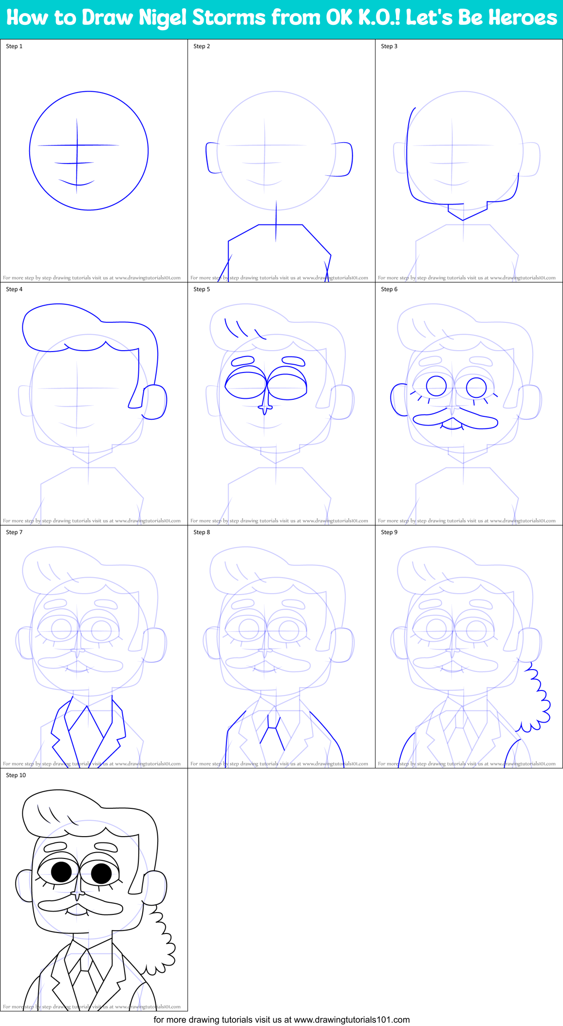 How to Draw Nigel Storms from OK K.O.! Let's Be Heroes Printable Step by Step