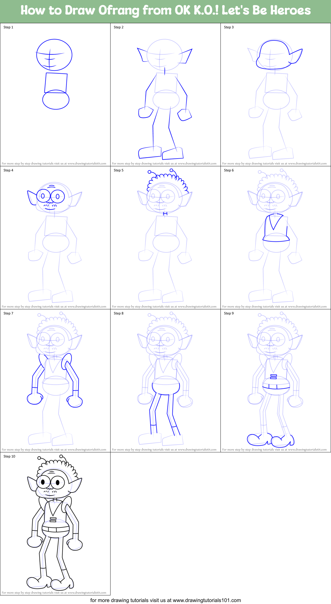 How to Draw Ofrang from OK K.O.! Let's Be Heroes Printable Step by Step