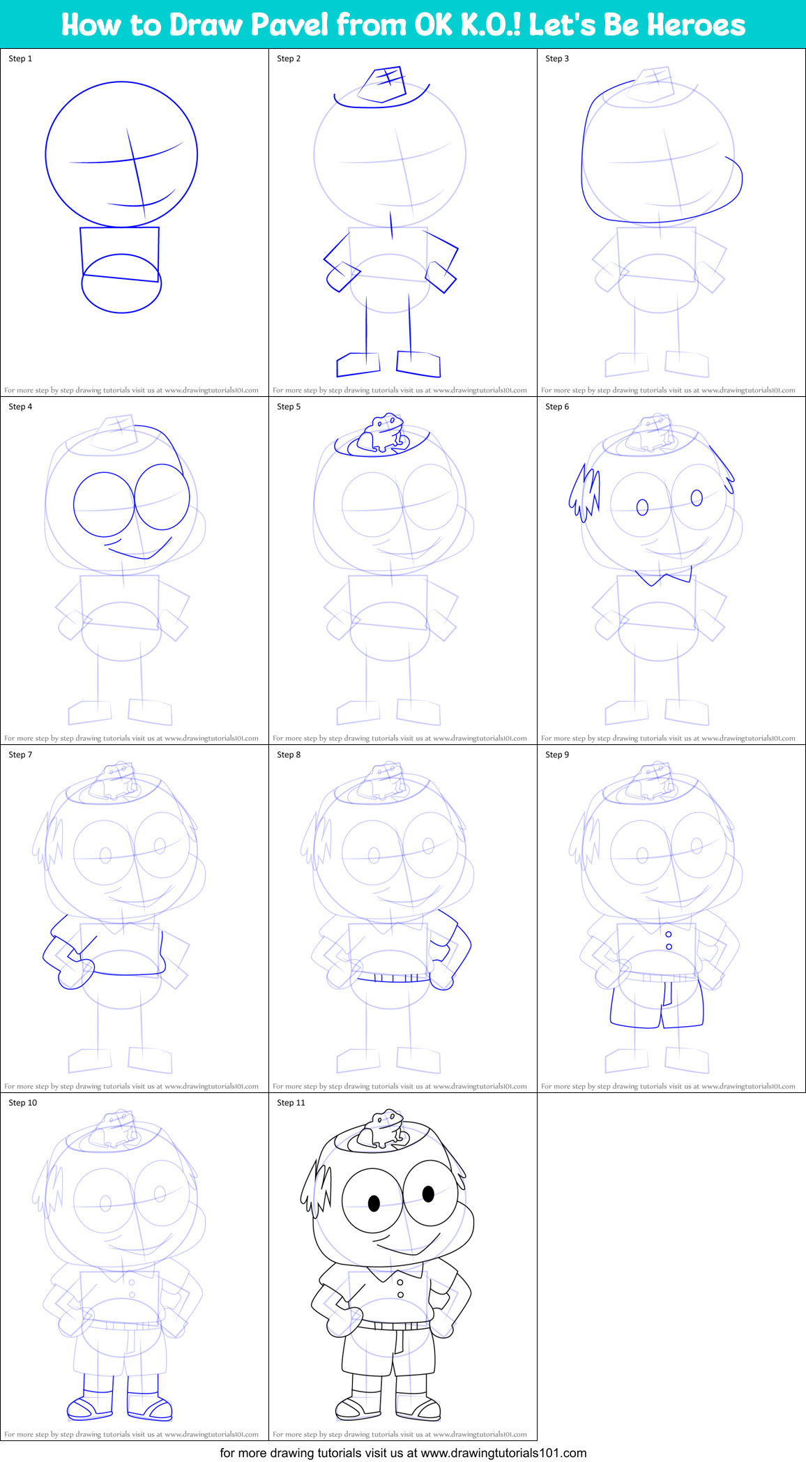 How to Draw Pavel from OK K.O.! Let's Be Heroes Printable Step by Step