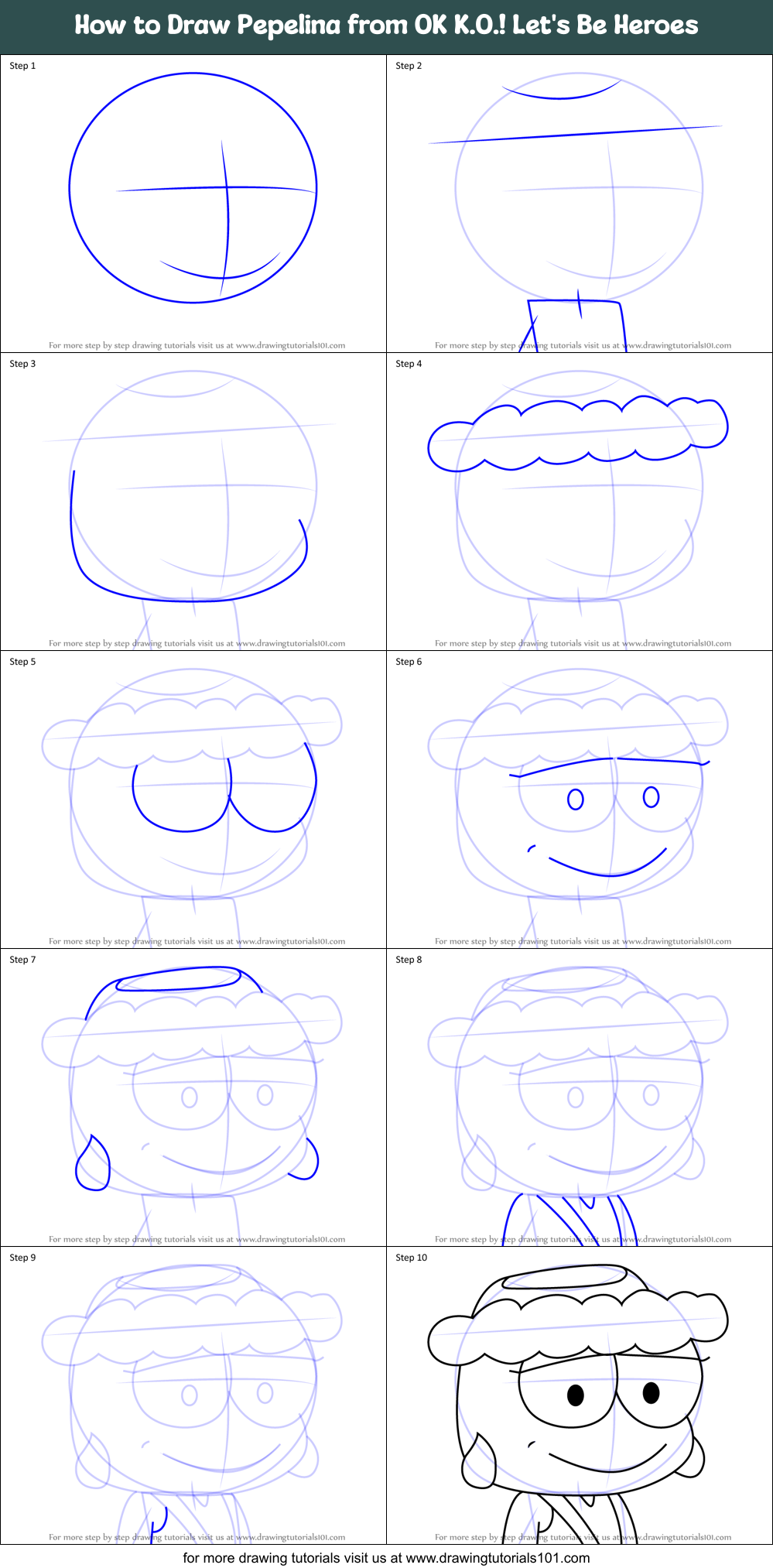 How to Draw Pepelina from OK K.O.! Let's Be Heroes Printable Step by Step