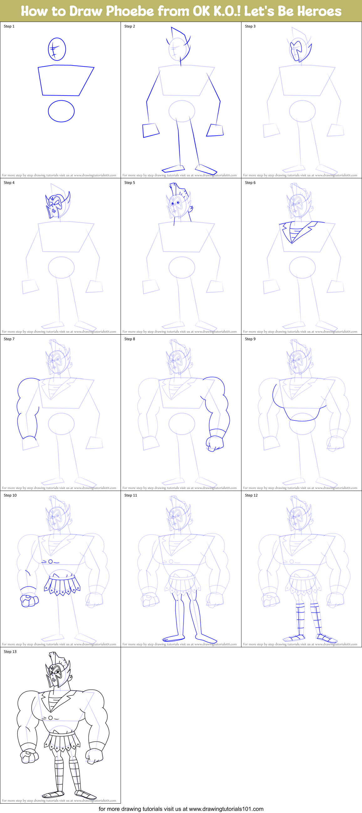 How to Draw Phoebe from OK K.O.! Let's Be Heroes Printable Step by Step