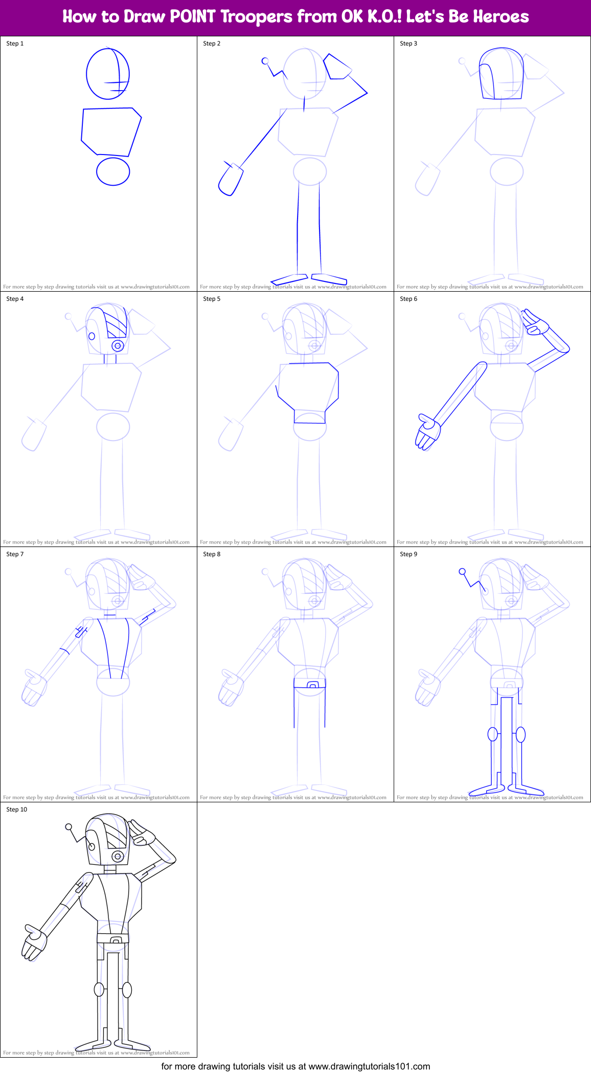How to Draw POINT Troopers from OK K.O.! Let's Be Heroes Printable Step by Step