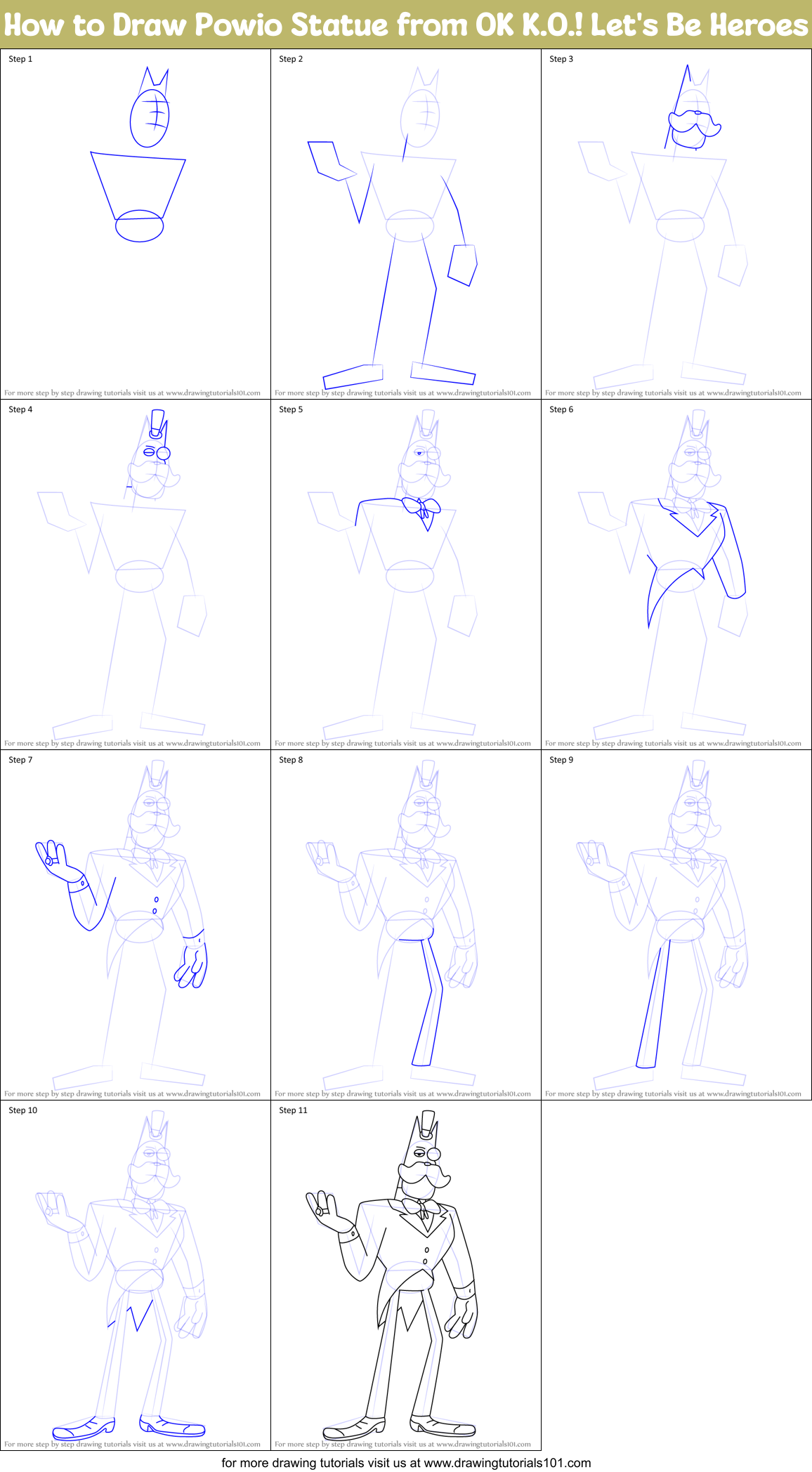 How to Draw Powio Statue from OK K.O.! Let's Be Heroes Printable Step by Step