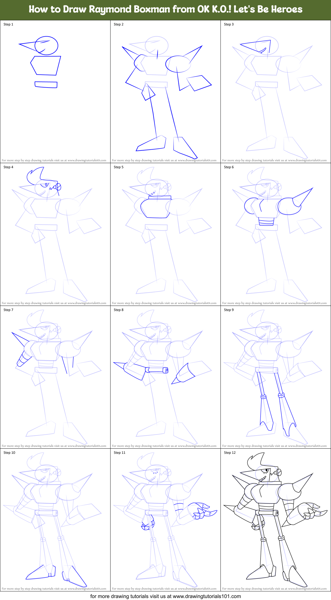 How to Draw Raymond Boxman from OK K.O.! Let's Be Heroes Printable Step by Step