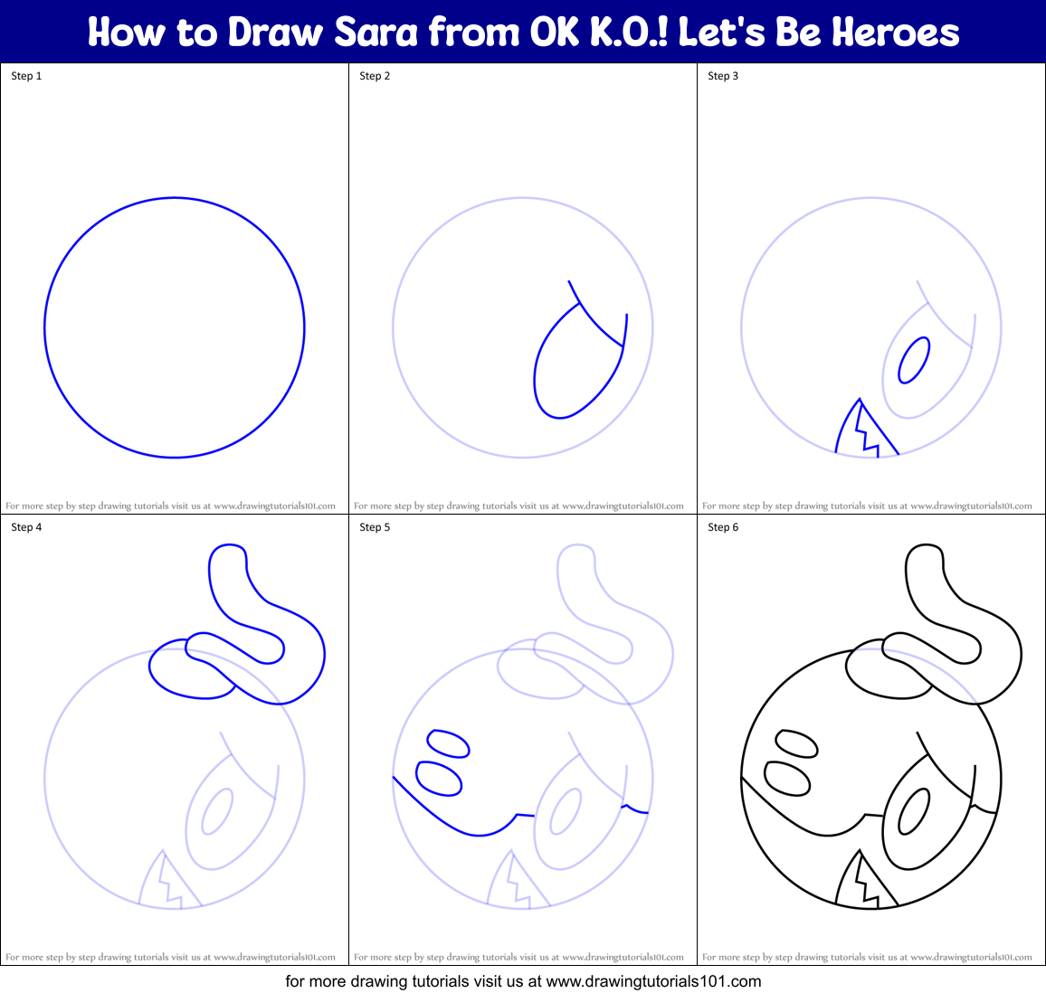 How to Draw Sara from OK K.O.! Let's Be Heroes Printable Step by Step