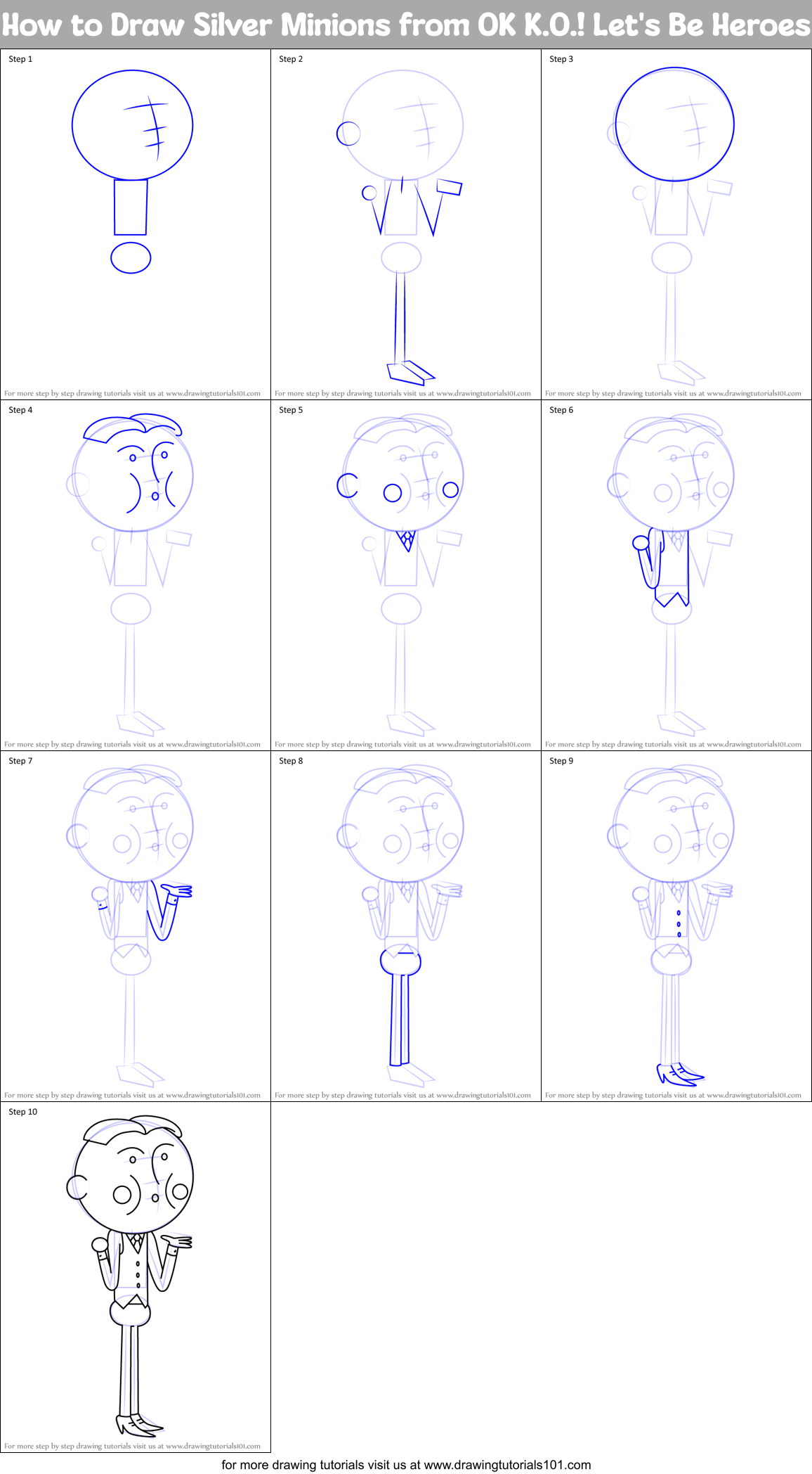 How to Draw Silver Minions from OK K.O.! Let's Be Heroes Printable Step by Step