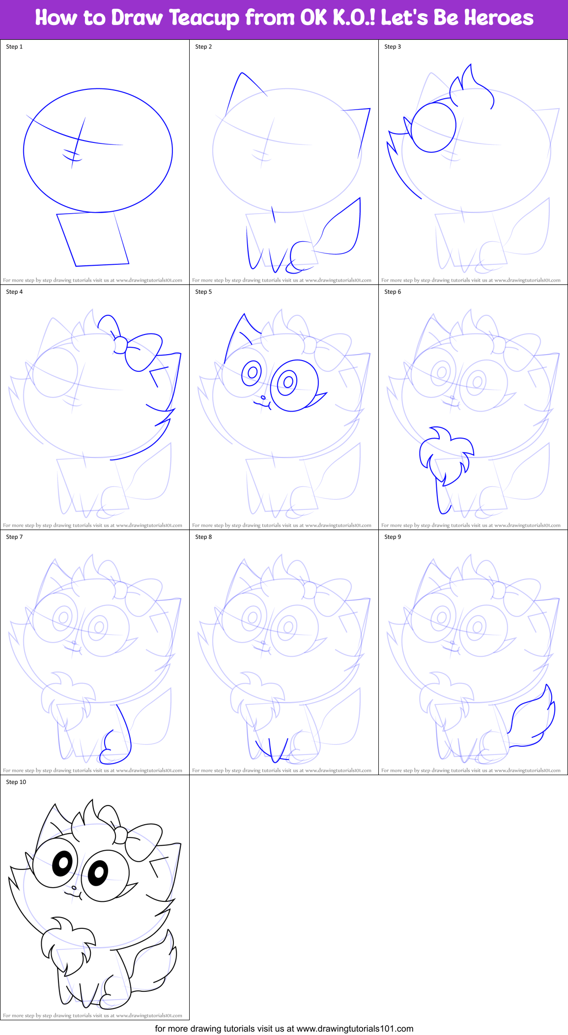 How to Draw Teacup from OK K.O.! Let's Be Heroes Printable Step by Step