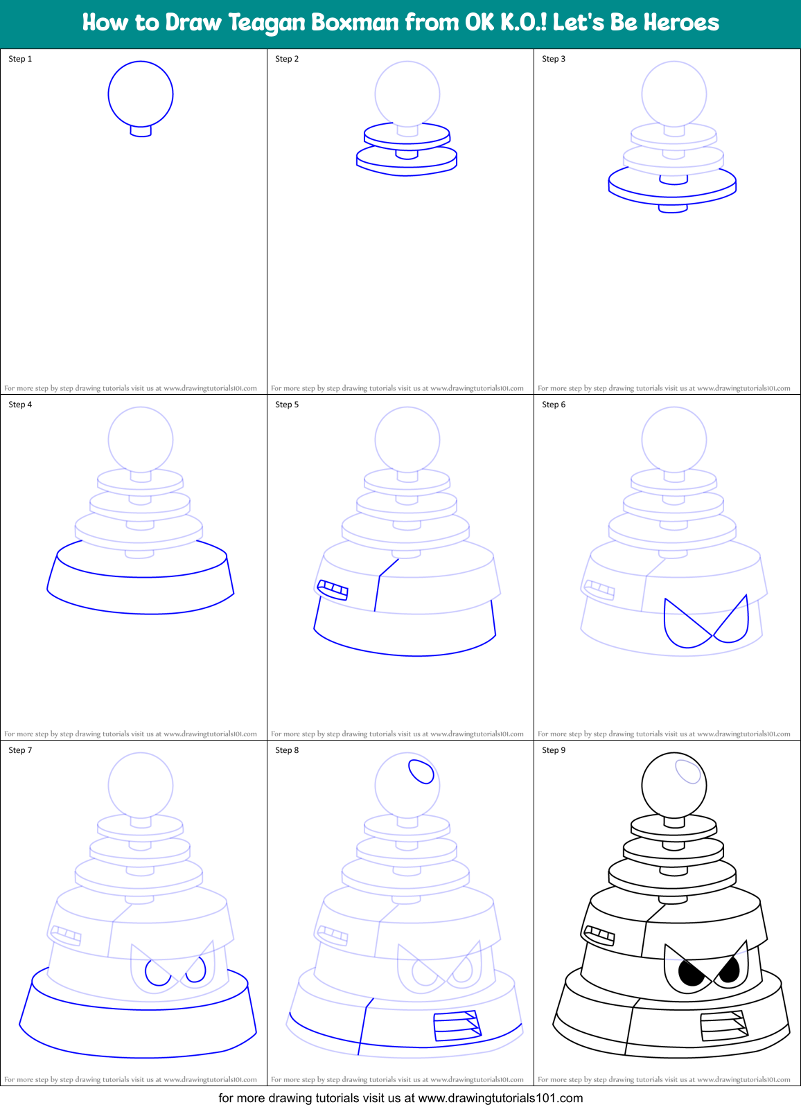 How to Draw Teagan Boxman from OK K.O.! Let's Be Heroes Printable Step by Step