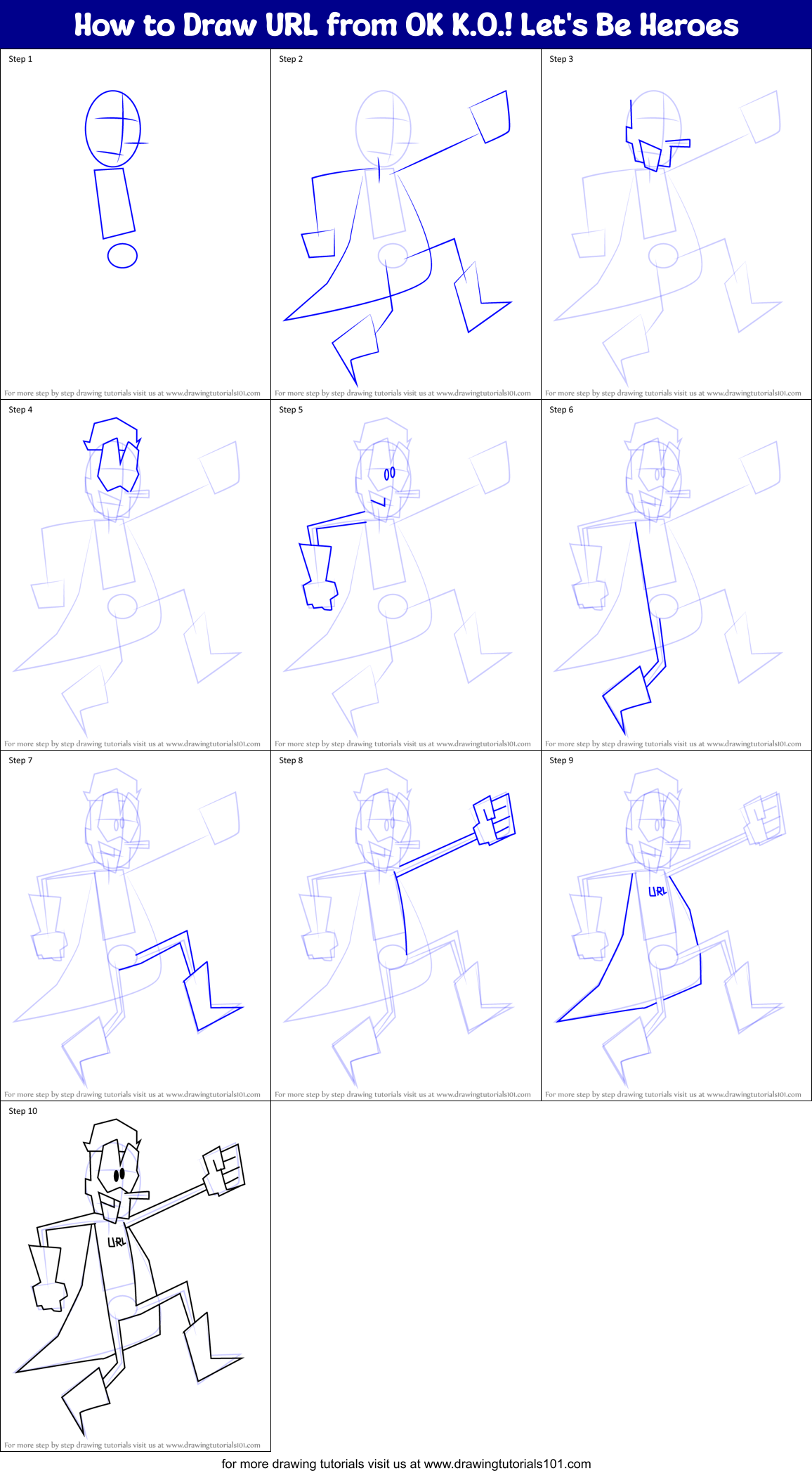 How to Draw URL from OK K.O.! Let's Be Heroes Printable Step by Step