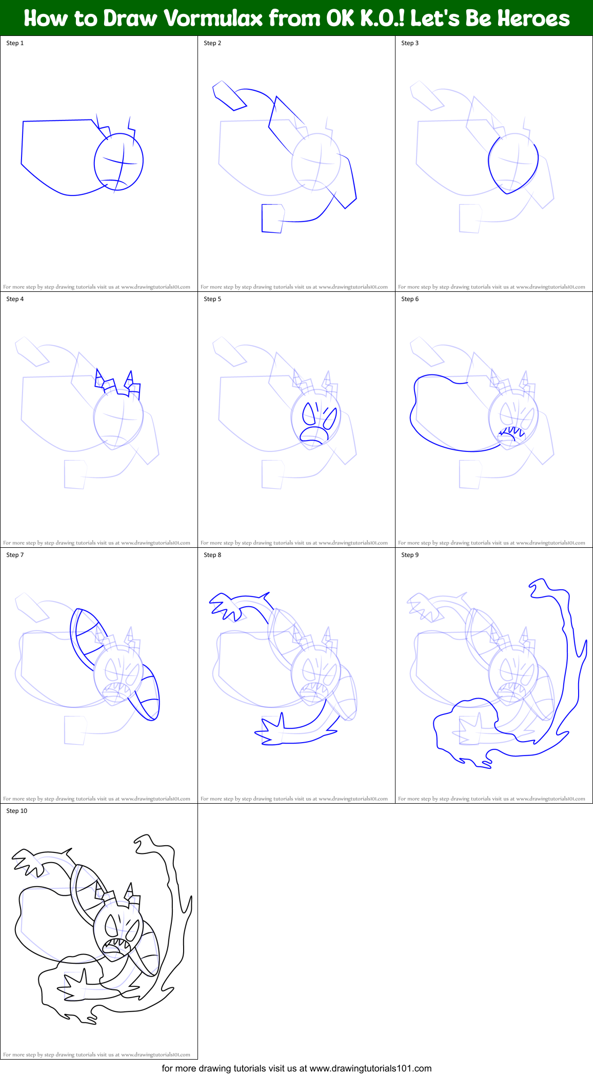 How to Draw Vormulax from OK K.O.! Let's Be Heroes Printable Step by Step