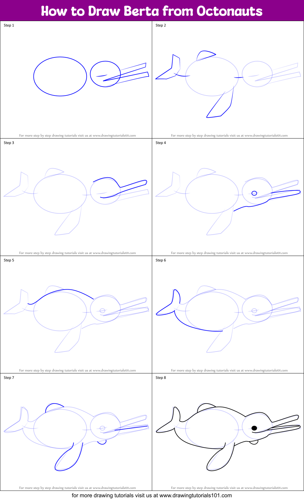How to Draw Berta from Octonauts Printable Step by Step