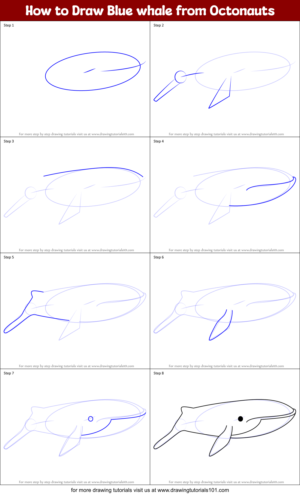 How to Draw Blue whale from Octonauts Printable Step by Step