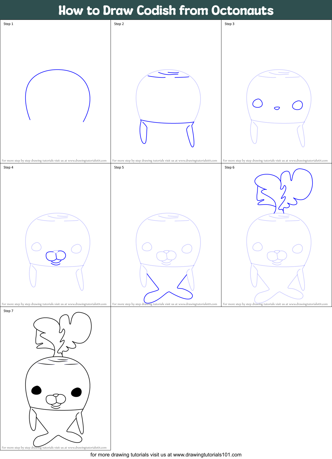 How to Draw Codish from Octonauts Printable Step by Step