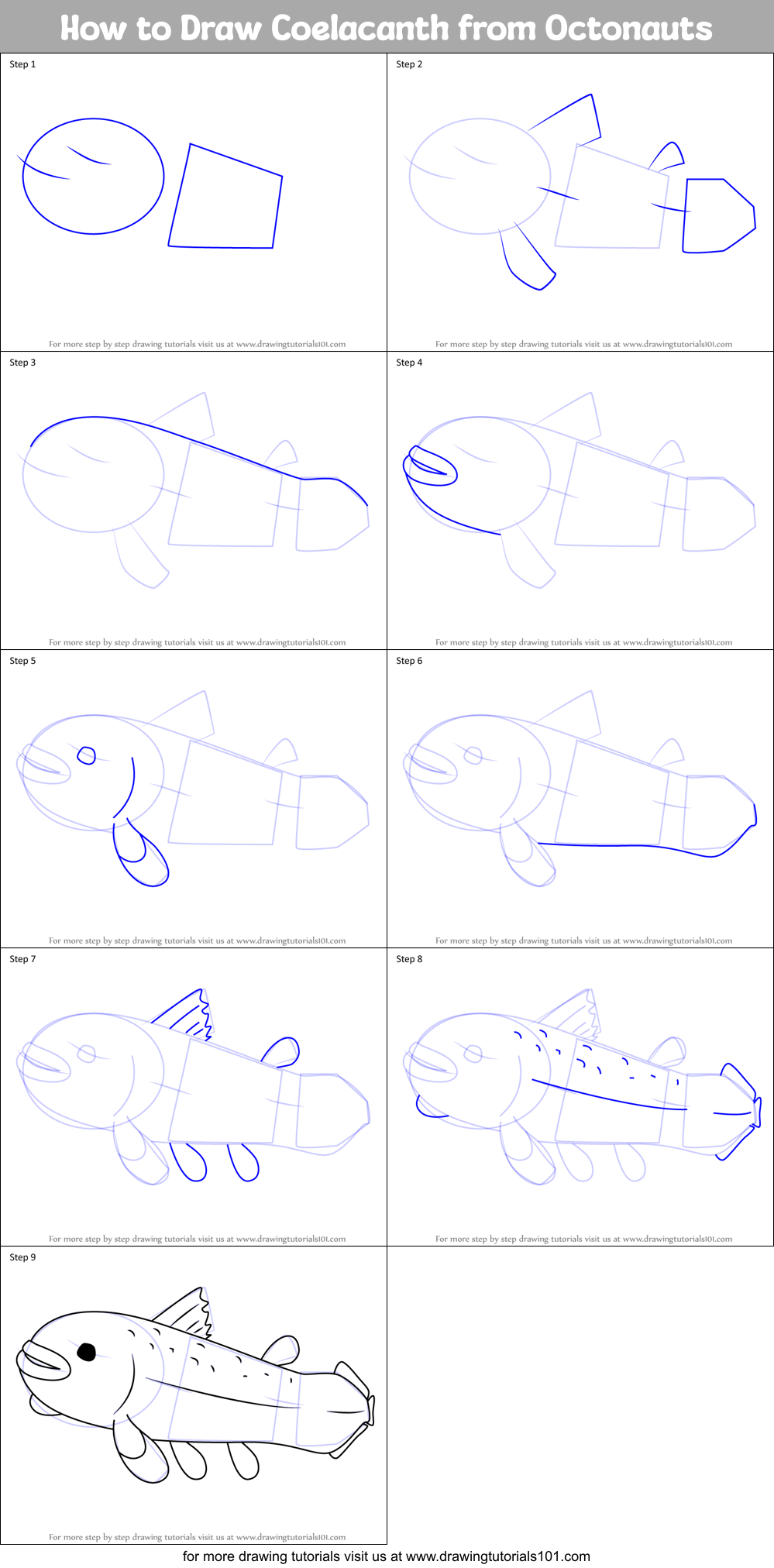 How to Draw Coelacanth from Octonauts Printable Step by Step