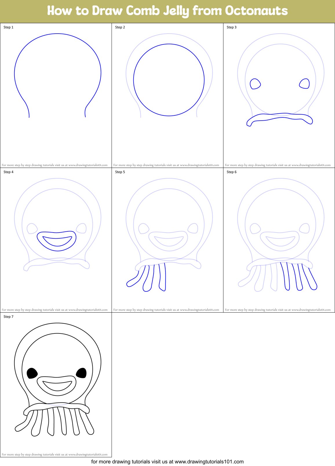 How to Draw Comb Jelly from Octonauts Printable Step by Step