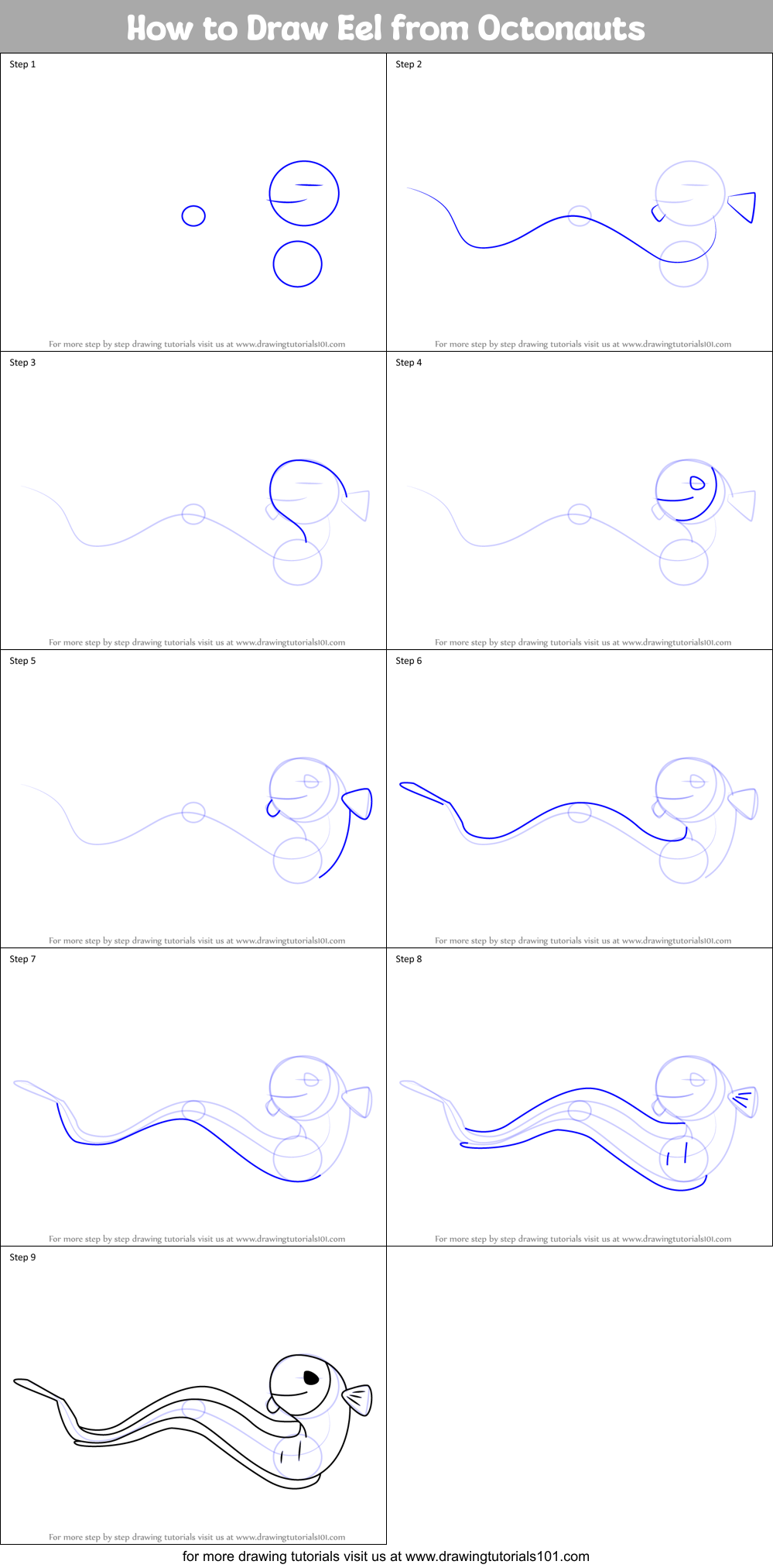How to Draw Eel from Octonauts Printable Step by Step