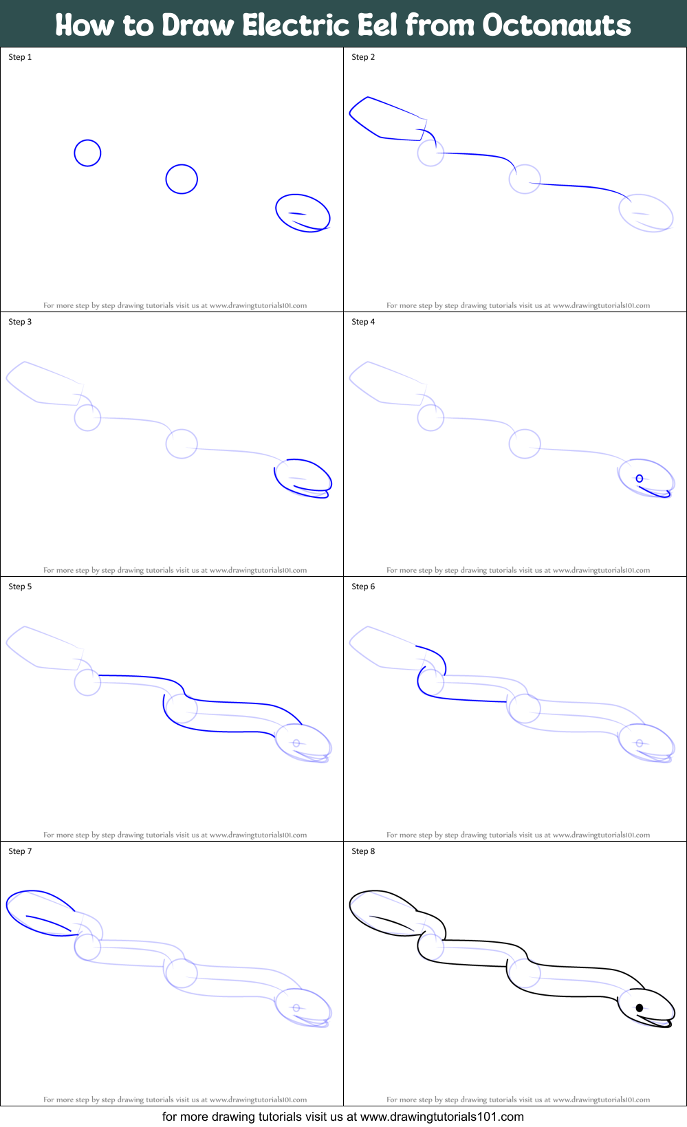 How to Draw Electric Eel from Octonauts Printable Step by Step