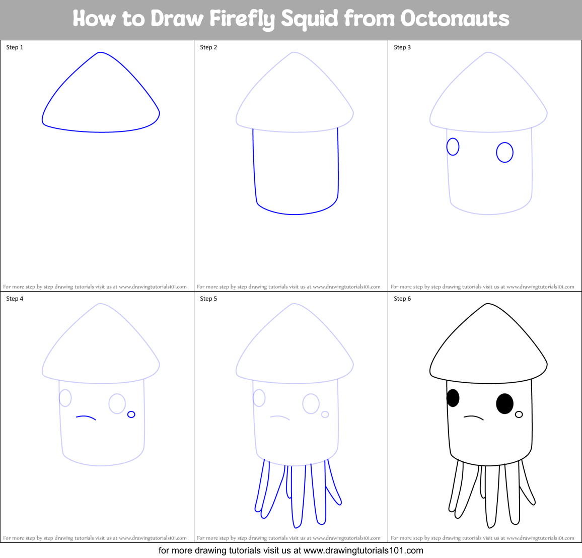 How to Draw Firefly Squid from Octonauts Printable Step by Step