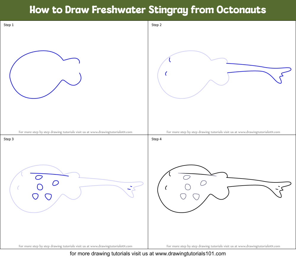 How to Draw Freshwater Stingray from Octonauts Printable Step by Step