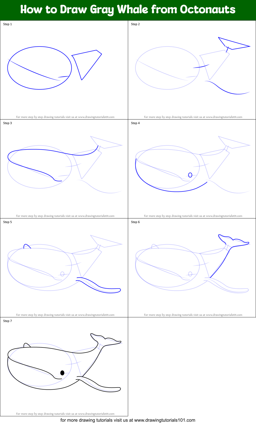 How to Draw Gray Whale from Octonauts Printable Step by Step