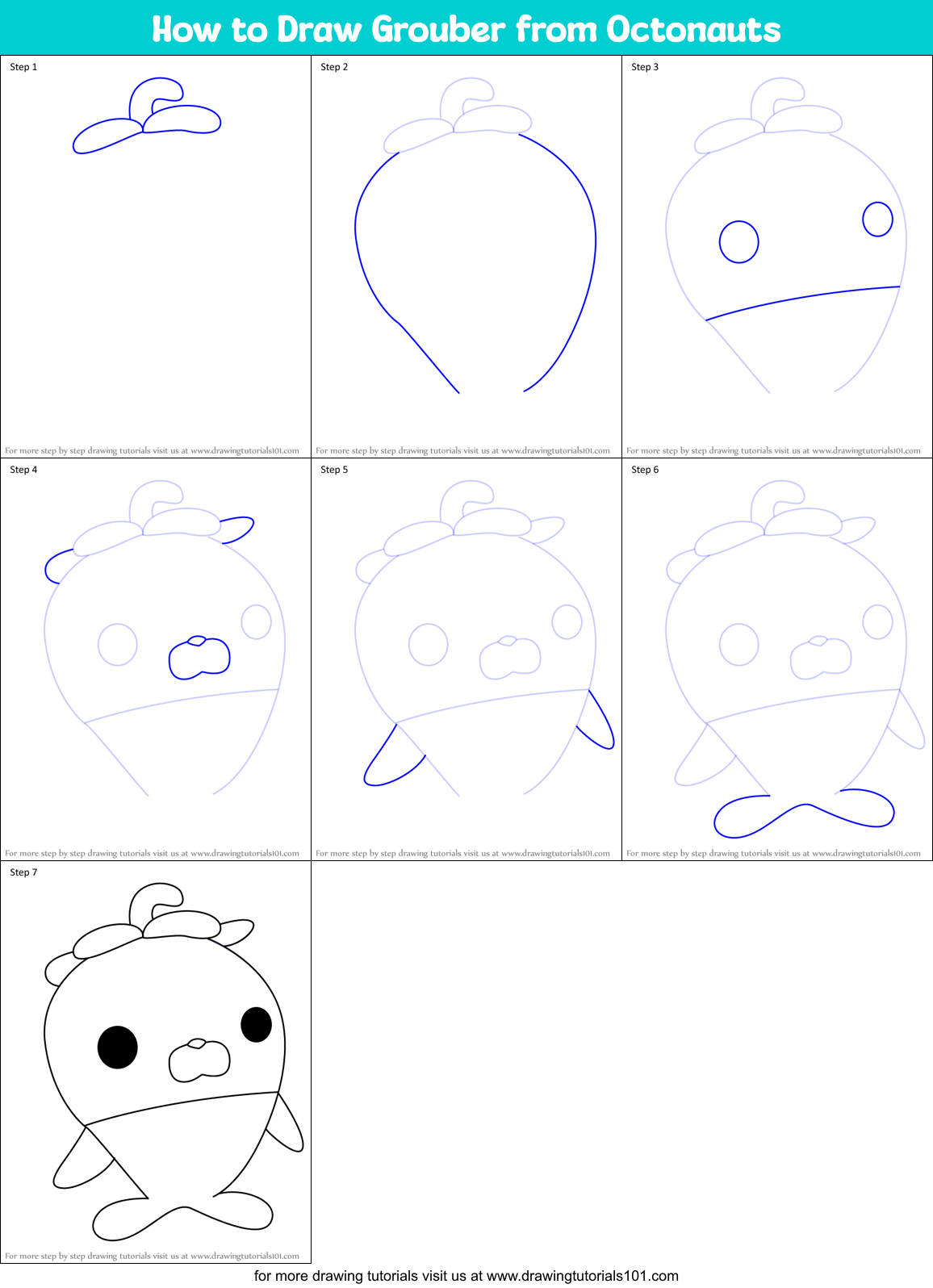 How to Draw Grouber from Octonauts Printable Step by Step