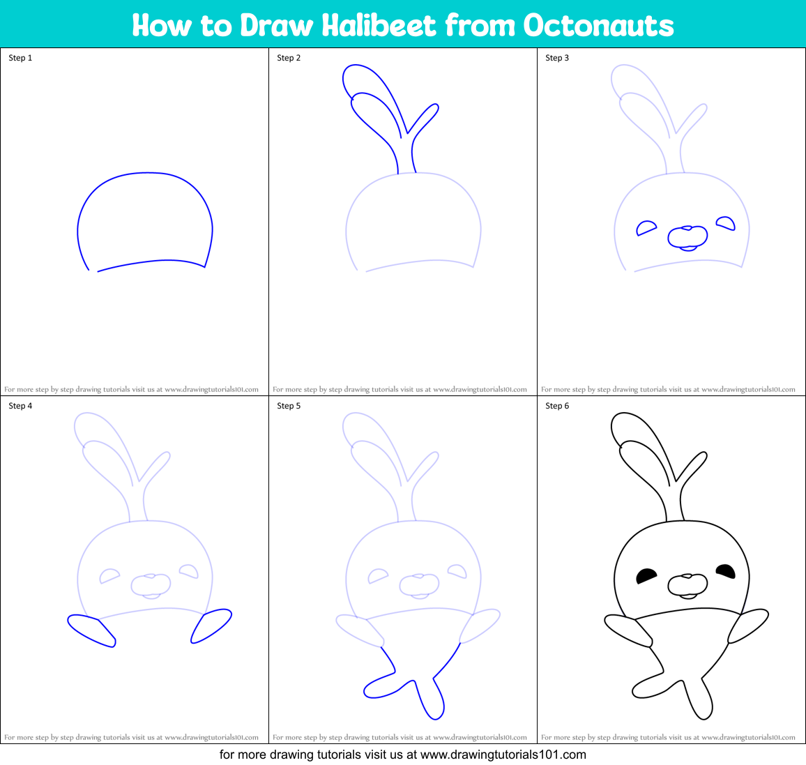 How to Draw Halibeet from Octonauts Printable Step by Step