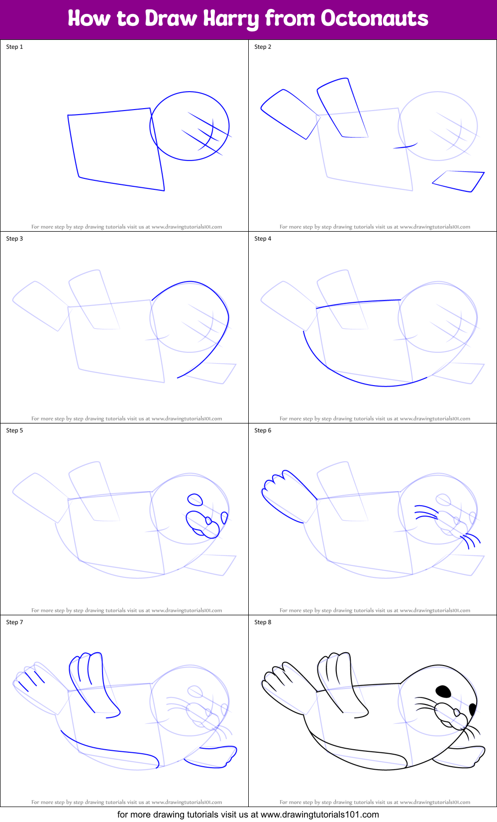How to Draw Harry from Octonauts Printable Step by Step
