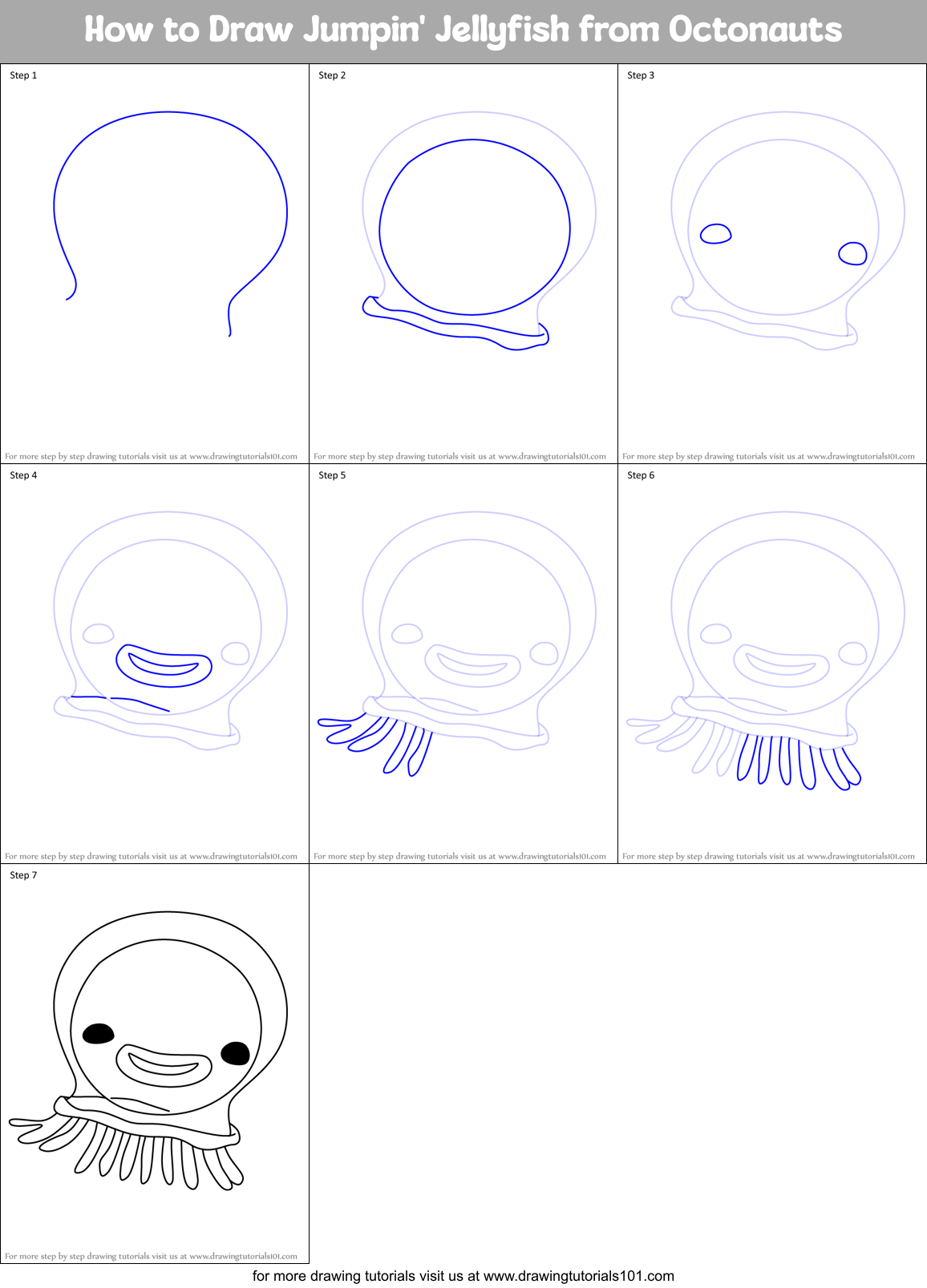 How to Draw Jumpin' Jellyfish from Octonauts Printable Step by Step