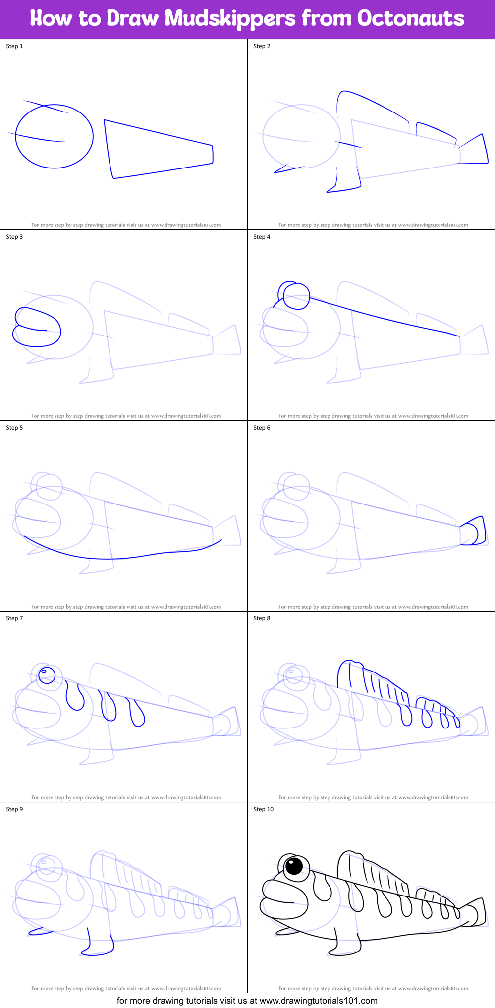 How to Draw Mudskippers from Octonauts Printable Step by Step