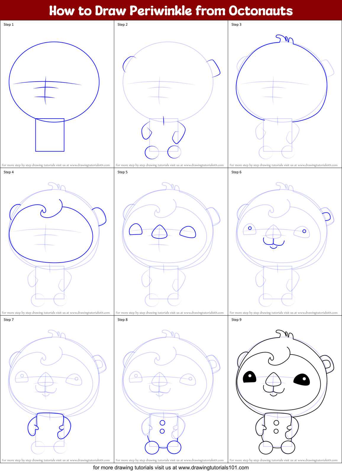 How to Draw Periwinkle from Octonauts Printable Step by Step
