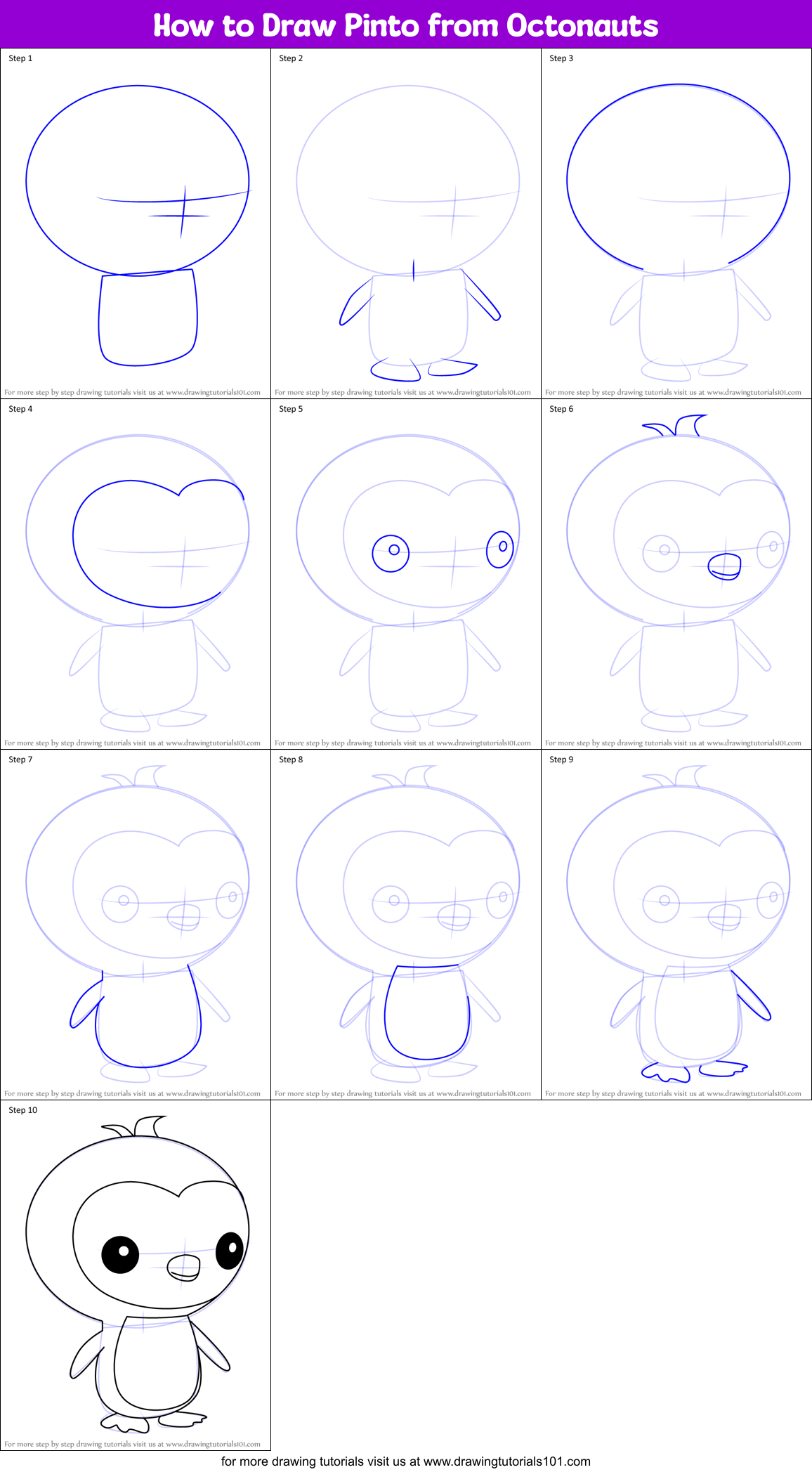How to Draw Pinto from Octonauts Printable Step by Step
