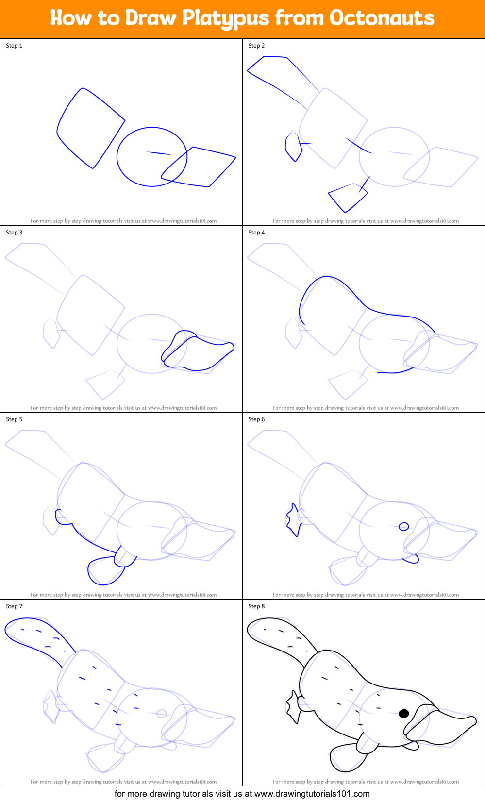 How to Draw Platypus from Octonauts Printable Step by Step