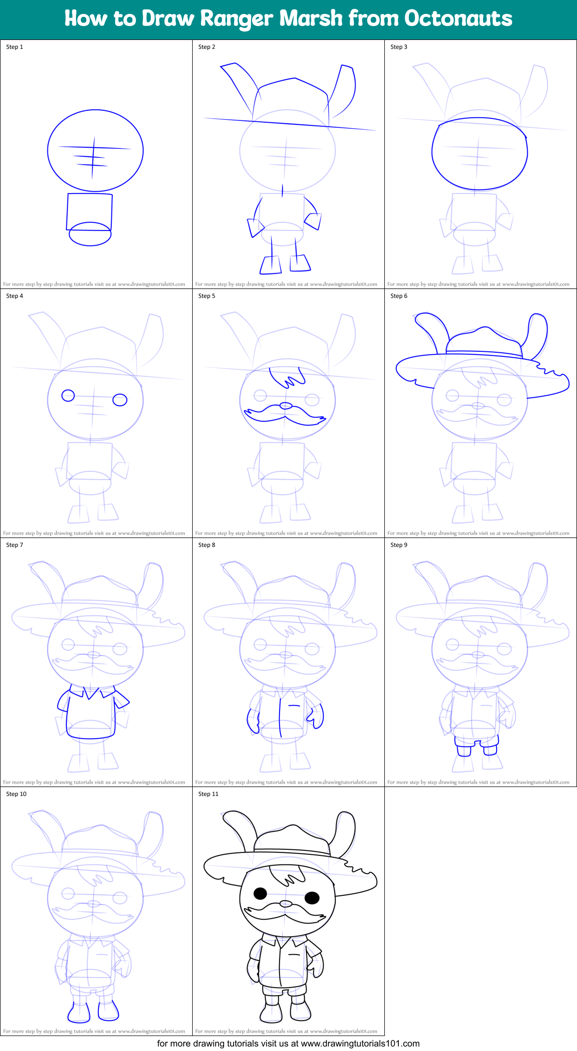 How to Draw Ranger Marsh from Octonauts (Octonauts) Step by Step ...