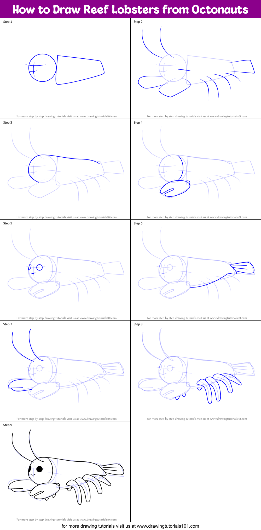 How to Draw Reef Lobsters from Octonauts Printable Step by Step