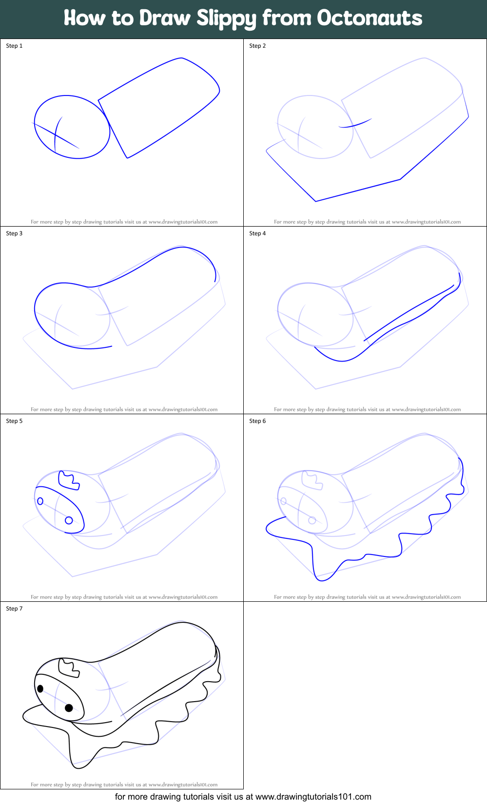 How to Draw Slippy from Octonauts Printable Step by Step