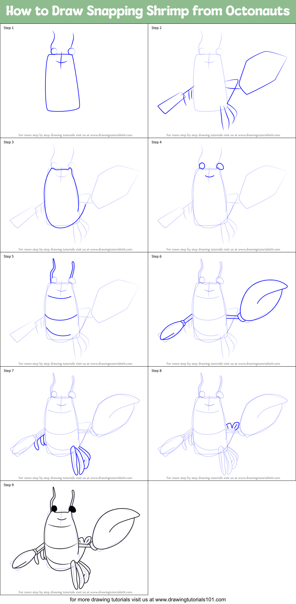 How to Draw Snapping Shrimp from Octonauts Printable Step by Step
