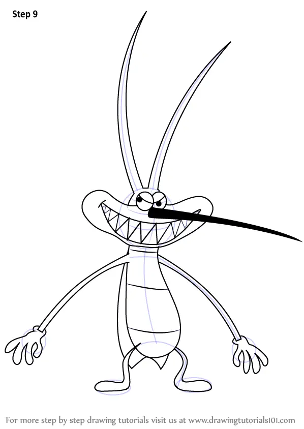 Step by Step How to Draw Joey from Oggy and the Cockroaches :  