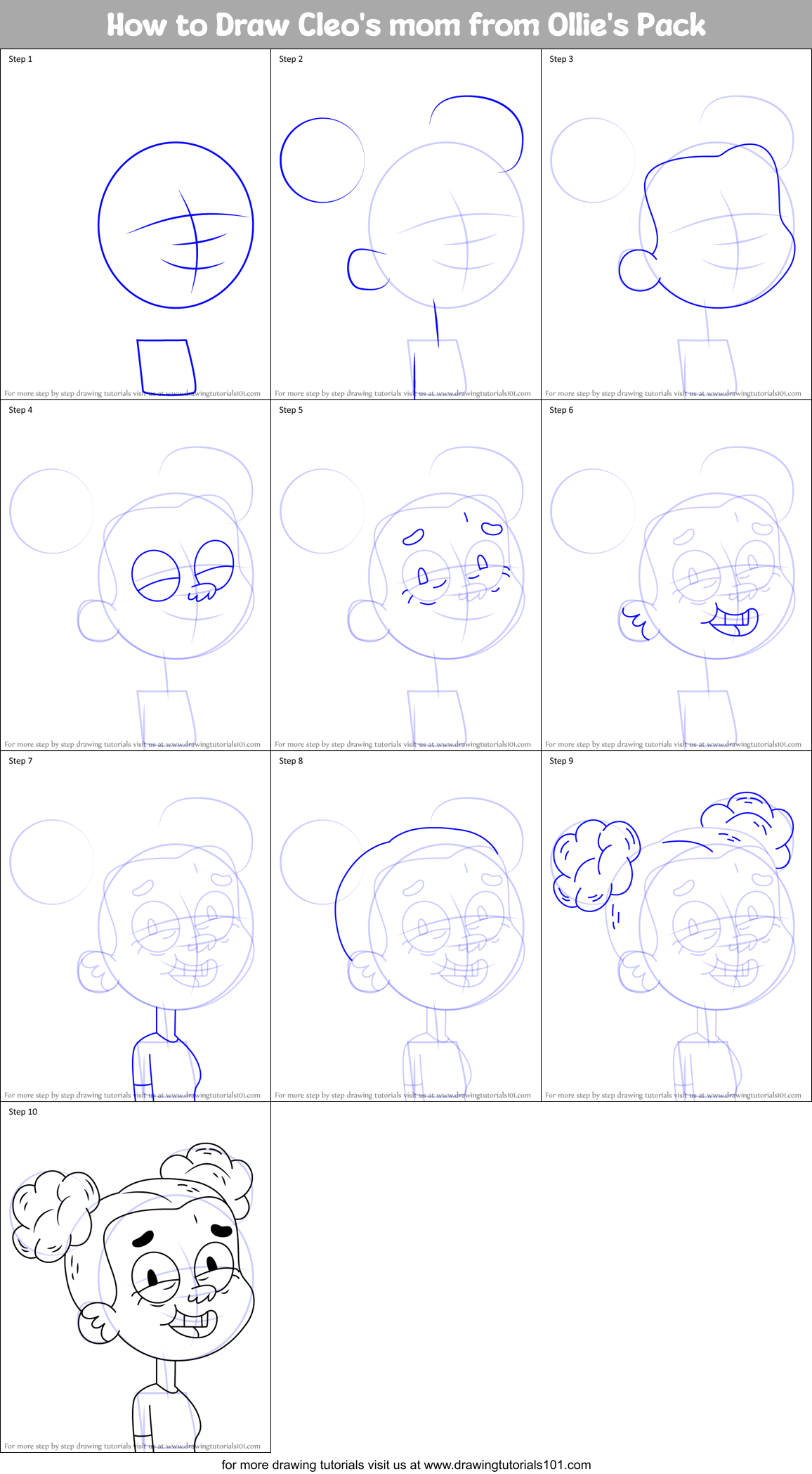 How to Draw Cleo's mom from Ollie's Pack Printable Step by Step