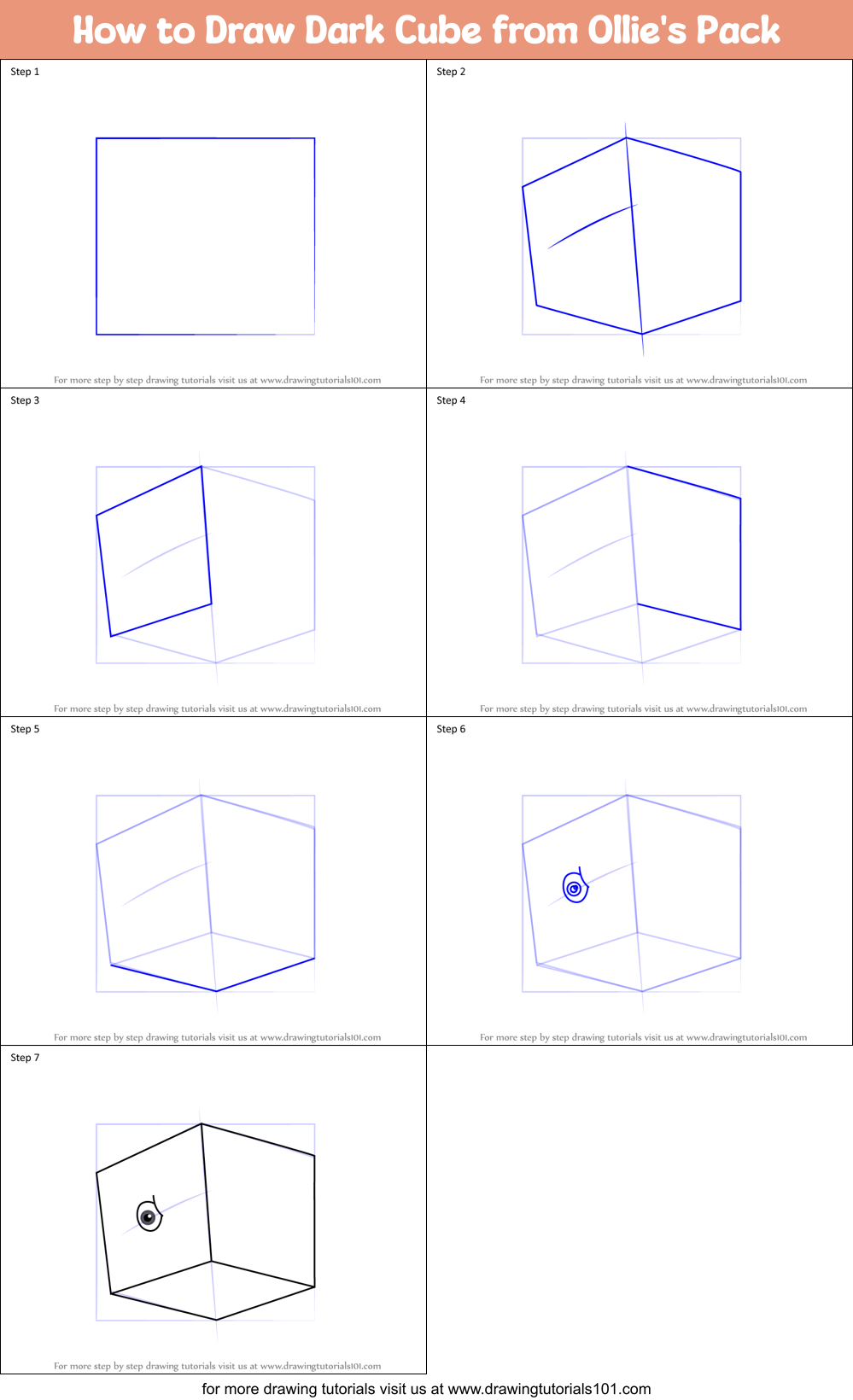 How to Draw Dark Cube from Ollie's Pack Printable Step by Step
