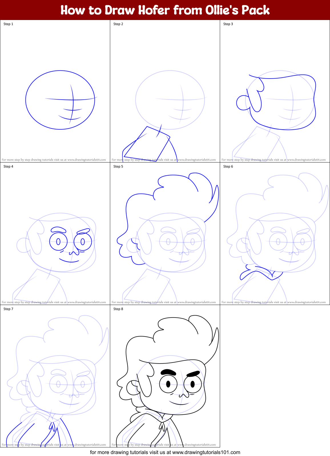 How to Draw Hofer from Ollie's Pack Printable Step by Step