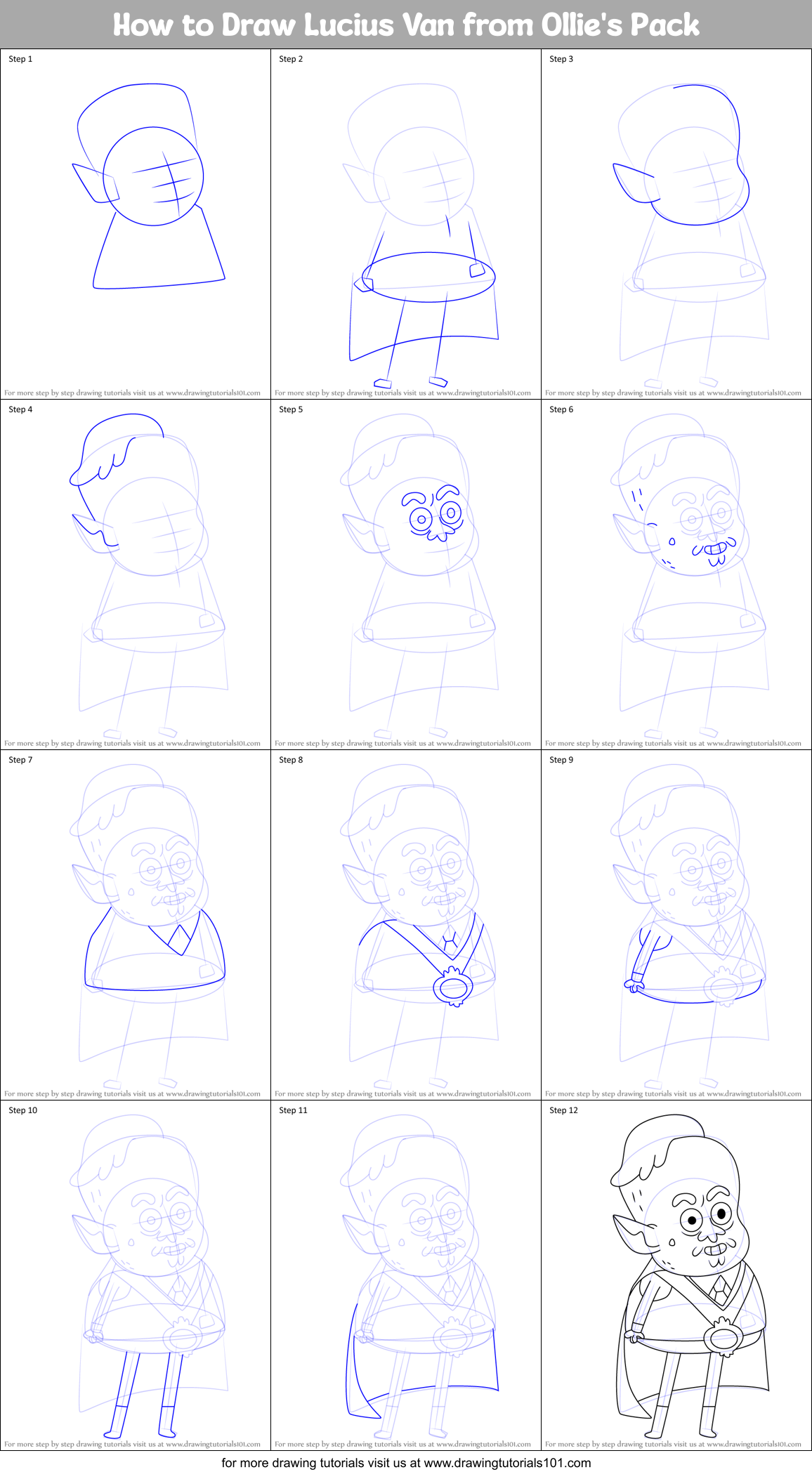 How to Draw Lucius Van from Ollie's Pack Printable Step by Step