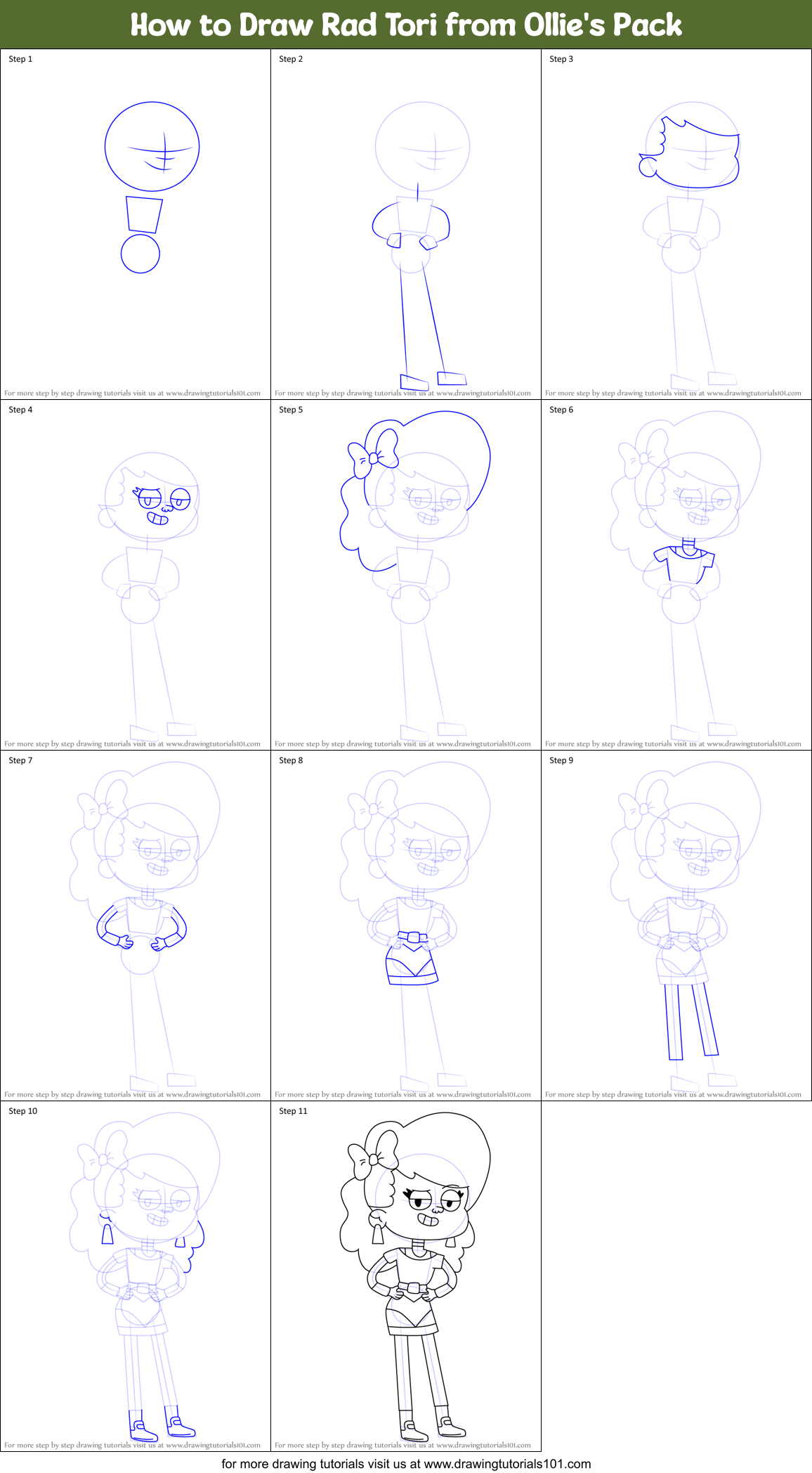 How to Draw Rad Tori from Ollie's Pack Printable Step by Step