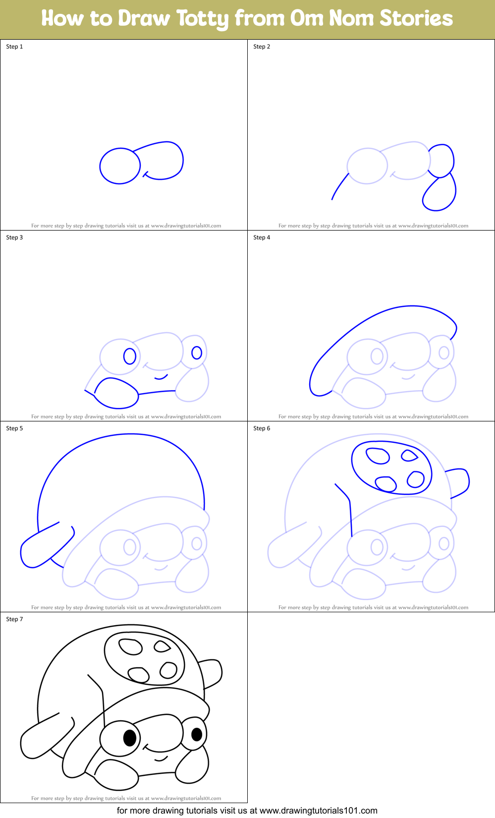 How to Draw Totty from Om Nom Stories Printable Step by Step