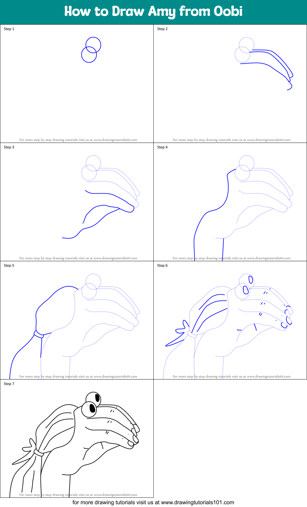 How to Draw Amy from Oobi Printable Step by Step