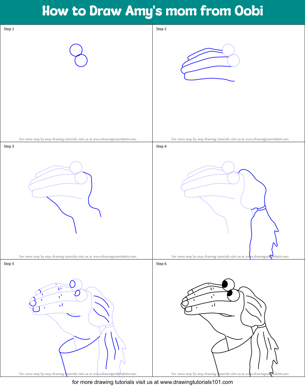 How to Draw Amy's mom from Oobi Printable Step by Step