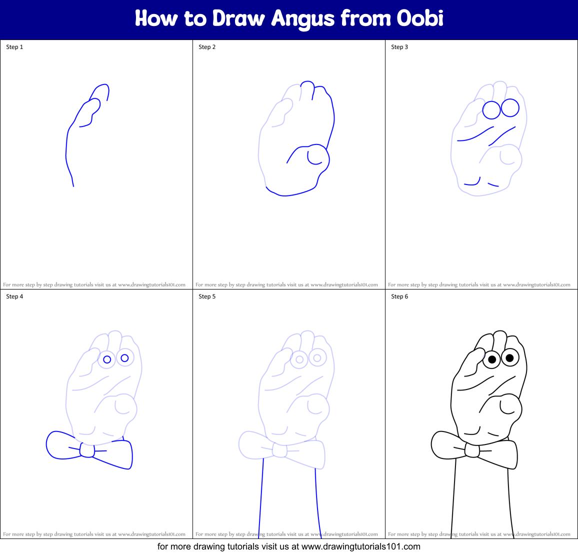 How to Draw Angus from Oobi Printable Step by Step